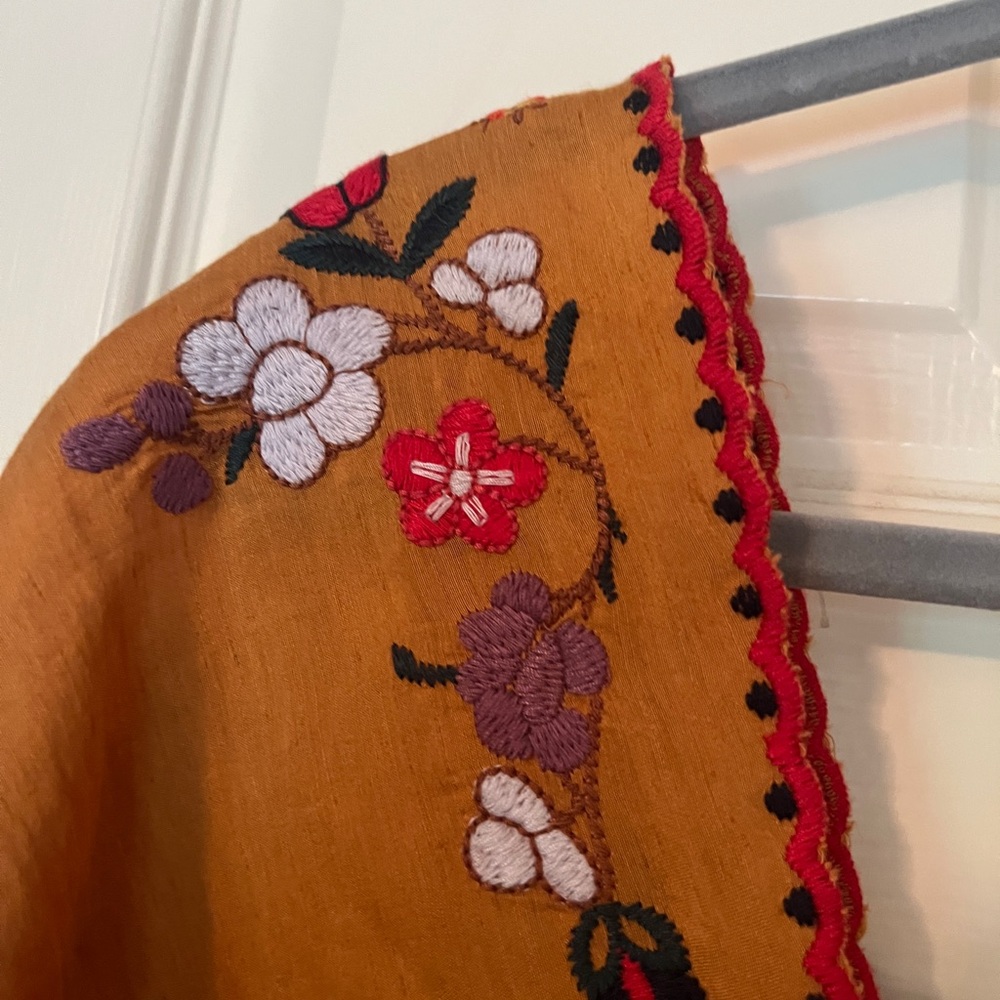 Madewell Floral Embroidered Linen Babydoll Mini Dress Beach XS - Picture 4 of 7